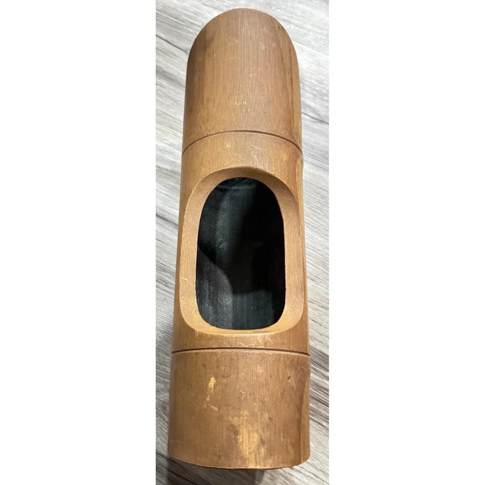 Vintage Japanese Horizontal Thick Bamboo Segment Vase IKEBANA Modern Traditional
